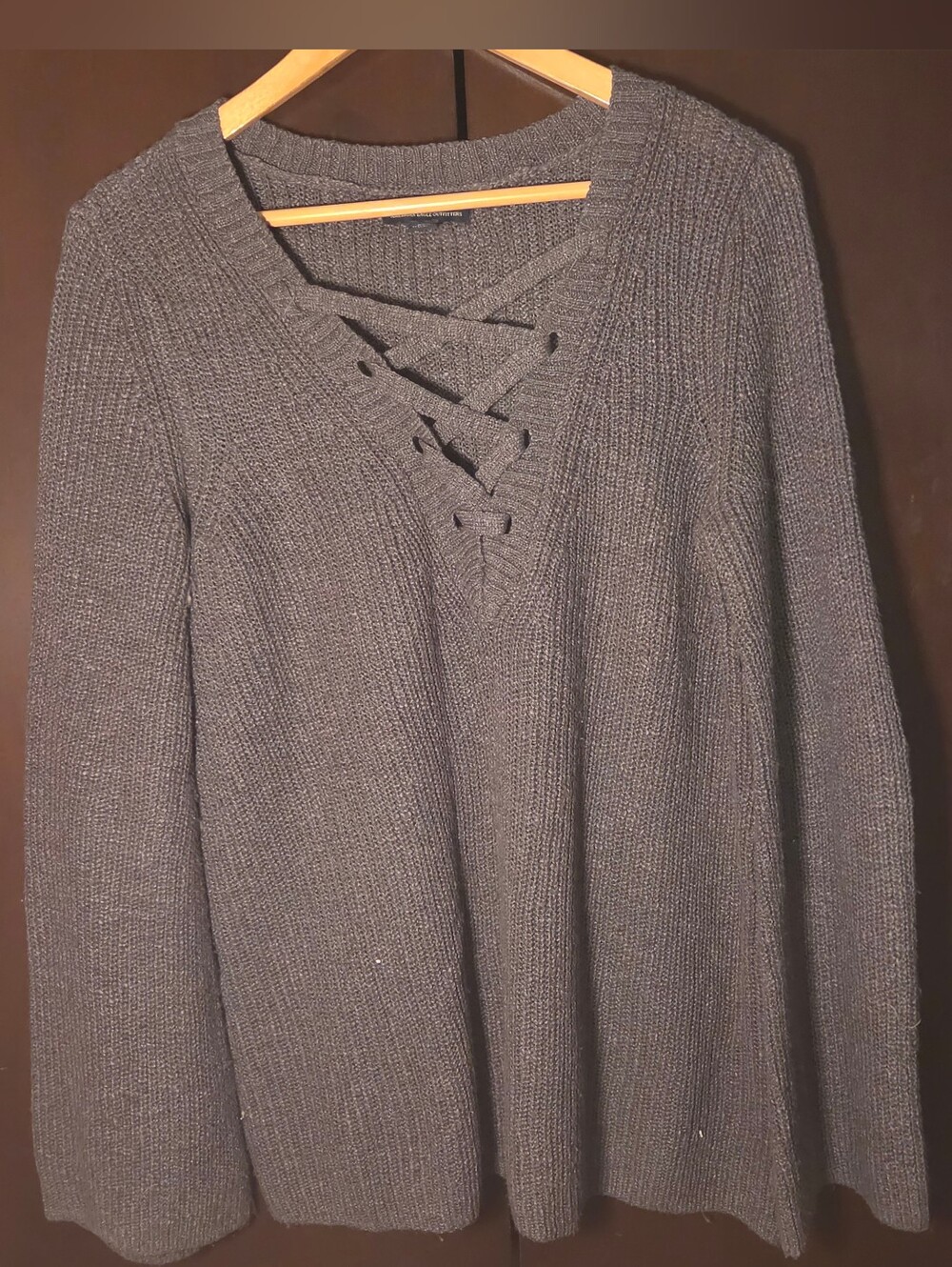 American Eagle Chunky Lace-Up Pullover Women Size Medium